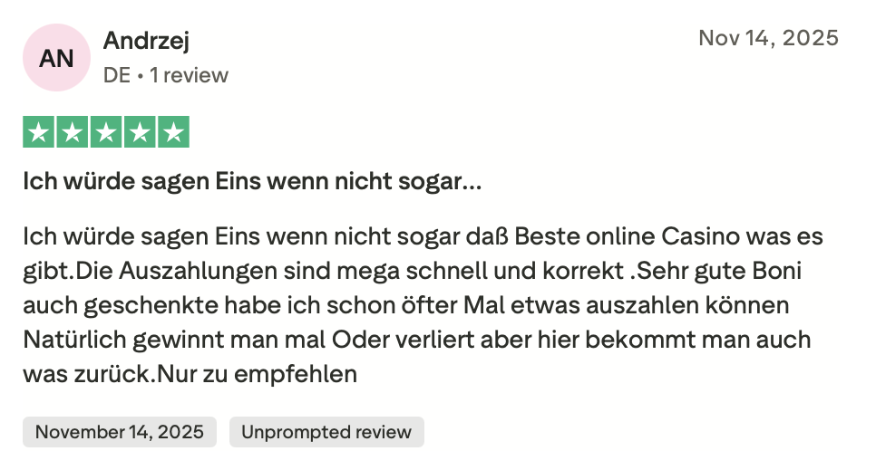 TONYSPINS Casino Trustpilot Erfahrungsbericht 14. November 2025